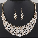 Exaggerate Fashion Gem Newmond Necklace Earrings Set Metal Geometry Accessory