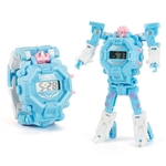 Cartoon Transformable Robot Electronic Wristwatch Digital Display Watch Child Boy Girl Toy