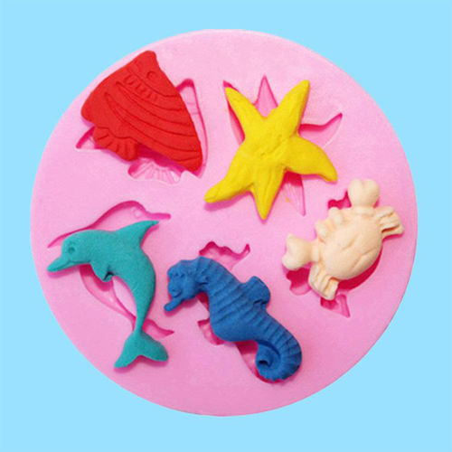 Exquisite 5-Hole Sea Creature Silicon Bolo Mold criativa ferramenta Baking