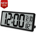 Extra Large Visão Digital Wall Clock Alarm Jumbo Relógio 13.8" Display LCD Alarme Snooze Calendário Temperatura interior Office Decor