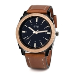 Fashion GTS Men's Date Alloy Case Synthetic Leather Analog Quartz Sport Watch