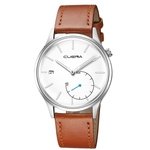 Fashion Men Sport Stainless Steel Case Leather Band Quartz Analog Wrist Watch