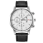 Fashion Sport Men's Stainless Steel Case Leather Band Quartz Analog Wrist Watch