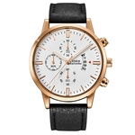 Fashion Sport Men's Stainless Steel Case Leather Band Quartz Analog Wrist Watch