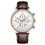 Fashion Sport Men's Stainless Steel Case Leather Band Quartz Analog Wrist Watch