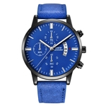 Fashion Sport Men's Stainless Steel Case Leather Band Quartz Analog Wrist Watch