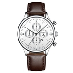 Fashion Sport Men's Stainless Steel Case Leather Band Quartz Analog Wrist Watch