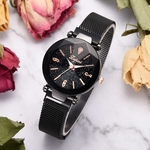 Fashion Starry Sky Stainless Steel Mesh Belt Watch Casual Quartz Analog Watch