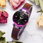 Fashion Starry Sky Stainless Steel Mesh Belt Watch Casual Quartz Analog Watch