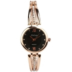 Fashion Women Alloy Dial Quartz Analog Rhinestone Bracelet Wrist Watch BK