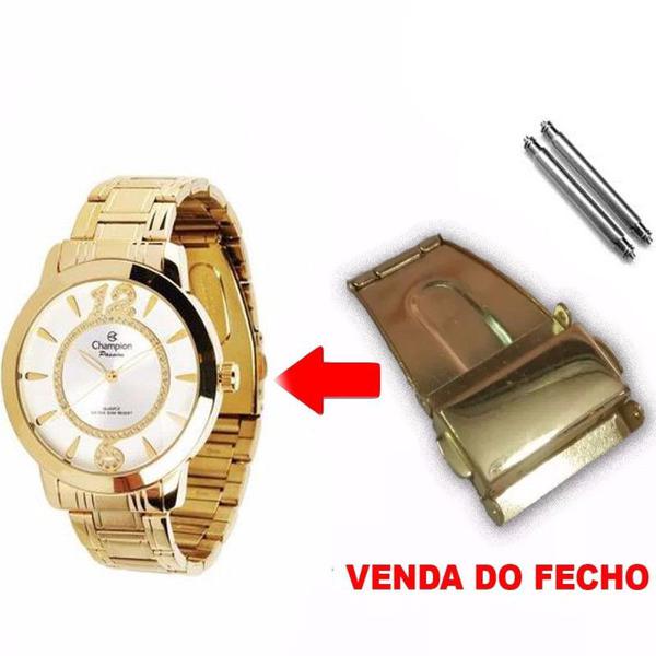 Fecho Tranca Dourado Compatível com Relógio Champion Ch24259h 18mm - Oficina dos Relógios