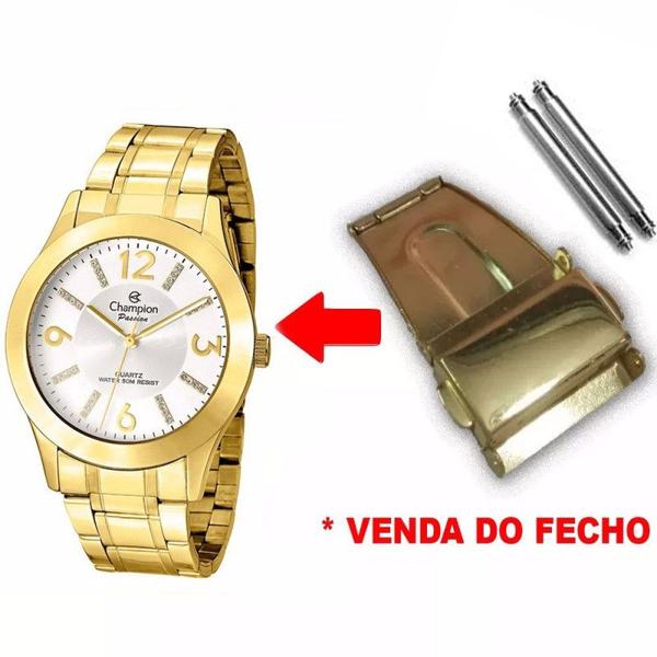 Fecho Tranca Dourado Compatível com Relógio Champion Cn29418 20mm - Oficina dos Relógios