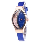 Feminino Moda relógio de pulso Ellipse fluindo areia dentro do metal Watchcase Assista