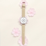 ?Feminino Moda Temperamento Cinto de couro Com Simulado Quartz Rodada Assista Beige