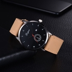 Female Fashion Temperament Leather Belt With Simulated Quartz Round Watch D