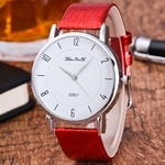 Feminino Moda Temperamento Cinto de couro Com Simulado Quartz Rodada Assista Red