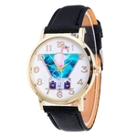 Feminino Moda Temperamento Cinto de couro Com Simulado Quartz Rodada Black Watch