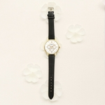 Feminino Moda Temperamento Cinto de couro Com Simulado Quartz Rodada Black Watch