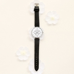 ?Feminino Moda Temperamento Cinto de couro Com Simulado Quartz Rodada Black Watch