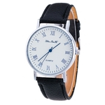 Feminino Moda Temperamento Cinto de couro Com Simulado Quartz Rodada Black Watch