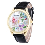 Feminino Moda Temperamento Cinto de couro Com Simulado Quartz Rodada Black Watch