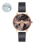 Feminino relógio de quartzo com diamantes Aço Decor inoxidável Strap Little Bee Daisy mostrador do relógio