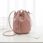 Feminino Shoulder bonito Bolsa Messenger Bag com cord?o Bucket Bag Retro Saco selvagem