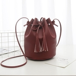 Feminino Shoulder bonito Bolsa Messenger Bag com cord?o Bucket Bag Retro Saco selvagem