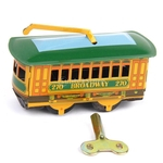 Redbey Ferro vento vintage acima Eléctrico, Trolley Streetcar Mechanical Toy Tin Collectible presente w / Wind-Up Key