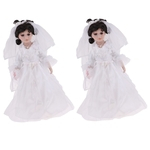 2 Figuras Femininas Elegantes Das Bonecas Da Porcelana Dos Pces 40 Cm Com Decoração Do Vestido De Casamento