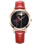 Flamingo assistir novo relógio da correia do relógio, temperamento senhora relógio de quartzo
