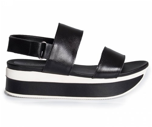 Flatform Duas Tiras Preto e Branco