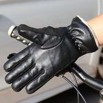 FLY Homem do inverno PU Leather Engrossado Tela Tocado Glove Man antiderrapante Car Mittens de condução