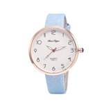 FLY Lady simples relógio de quartzo Big Rodada Dial PU couro fino Strap analógico relógio de pulso