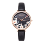 FLY Watch Senhora da forma da flor da flor de relógio de quartzo fina PU Leather Strap analógico relógio de pulso