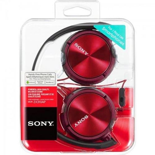 Fone de Ouvido com Microfone MDR-ZX310AP Preto/Vermelho SONY