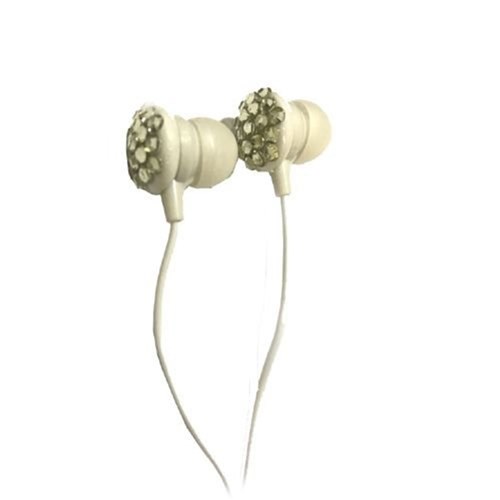 Fone de Ouvido Earphone Cristais Luxuosos Branco