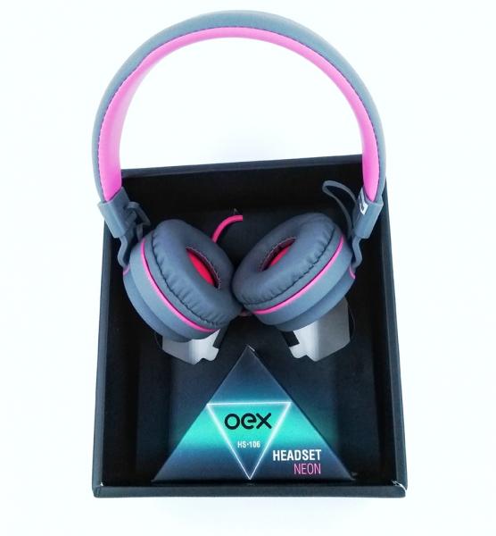 Fone de Ouvido Headset Neon Oex Hs106 Rosa