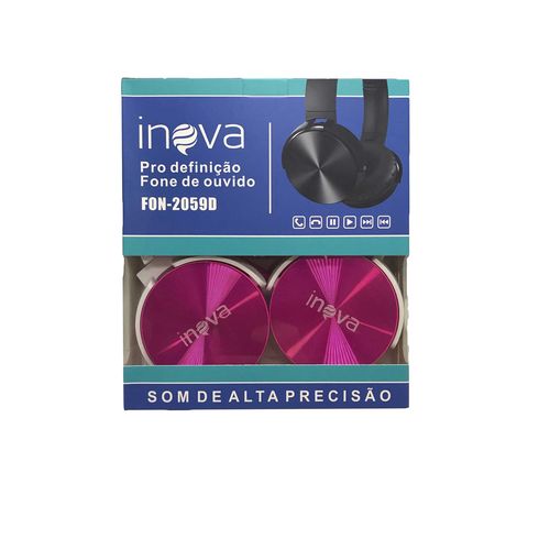 Fone de Ouvido Inova FON2059D Branco com Rosa.