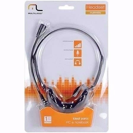 Fone de Ouvido Multilaser Headset Stereo com Fio 32 Ohms Preto P2 - Ph...