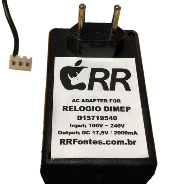 Fonte de Alimentação 17,5V para Relógio de Ponto Dimep Modelo D15719540 - Rrfontes