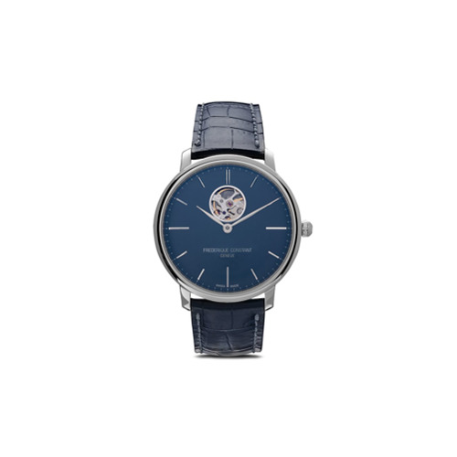 Frederique Constant Relógio 'Slimline Heart Beat Automatic' 40mm - Navy Color Dial With Sunray Decoration, Curved