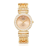 G & D Lady Luxo Rhinestone relógio de quartzo Moda Alloy Banda analógico relógio de pulso