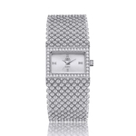 G & D Lady Luxo Rhinestone relógio de quartzo Roman Numeral Dial Square Wide Band relógio de pulso