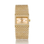 G & D Lady Luxo Rhinestone relógio de quartzo Roman Numeral Dial