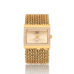 G & D Luxury Lady Quartz Relógio Rhinestone Dial Square Copper Bead
