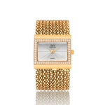 Assista G & D Luxury Lady Quartz Relógio Rhinestone Dial Square Copper Bead Relógio de pulso Cadeia Ampla