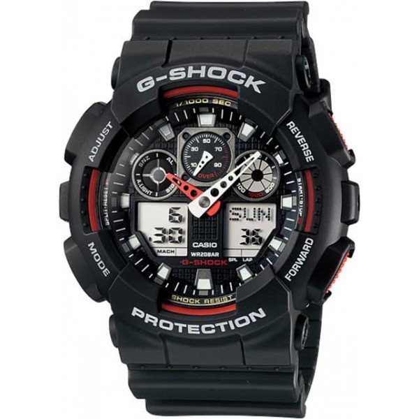 Ga-100-1a4dr Casio G-shock Preto Det Vermelho