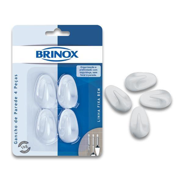 Gancho Brinox Fixa Bem Pequeno de Parede 4 Pecas 2940/302