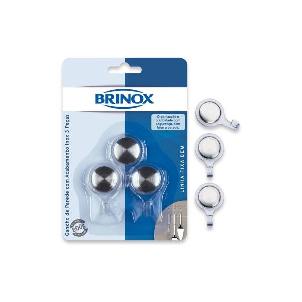 Gancho Parede Pequeno 3 Peças Fixa Bem 2940/307 Brinox